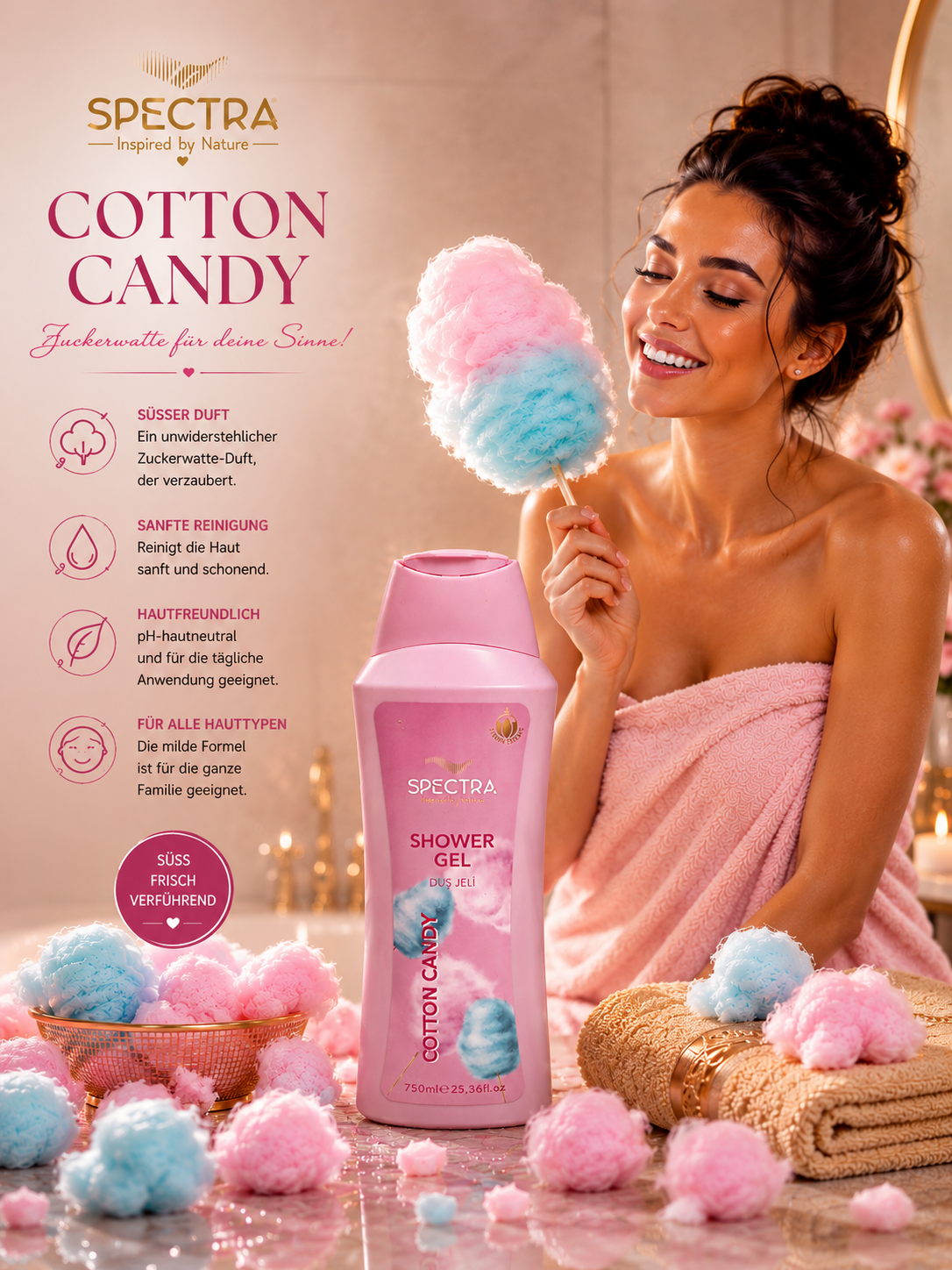 "Lass dich von dem süßen Duft flauschiger Zuckerwatte umhüllen…"