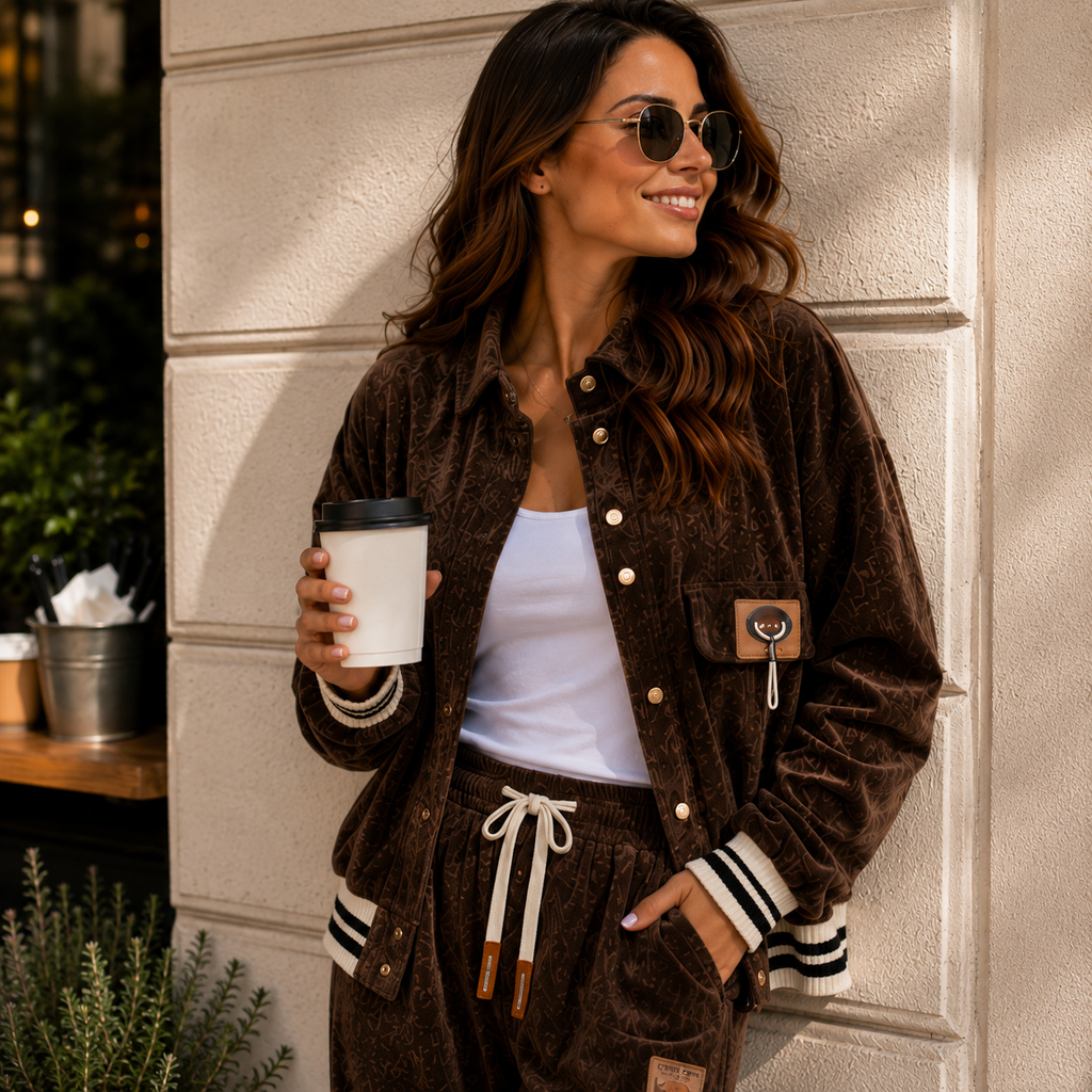 Brauner Cord Zweiteiler Damen – Jacke & Hose – Lässiger Oversize Look