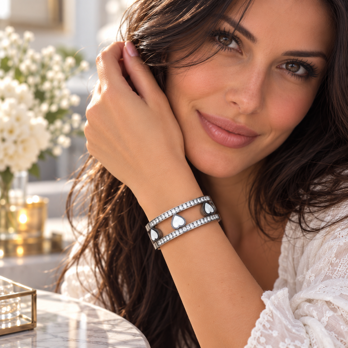 Armreifen Silver Herzen mit Zirkonia