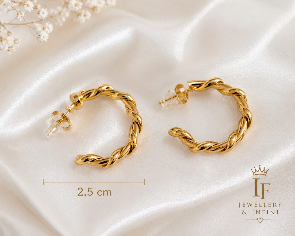 Elegante Twist-Creolen aus chirurgischem Stahl 18K vergoldet – Ø 2,5 cm ✨