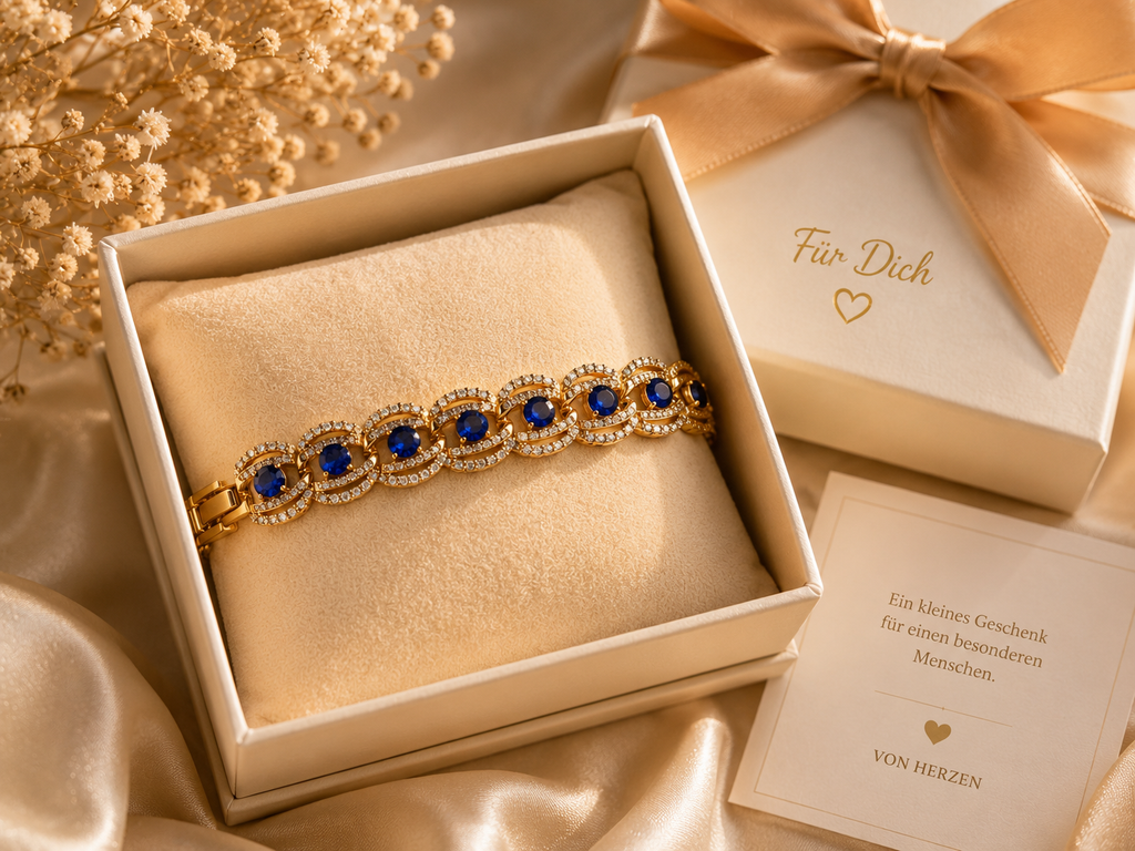 Elegantes Armband mit royalblauen Zirkonia