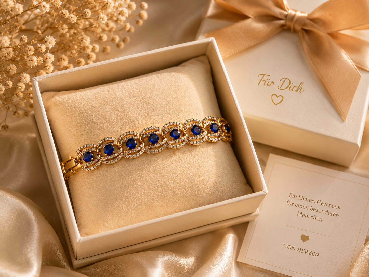 Elegantes Armband mit royalblauen Zirkonia