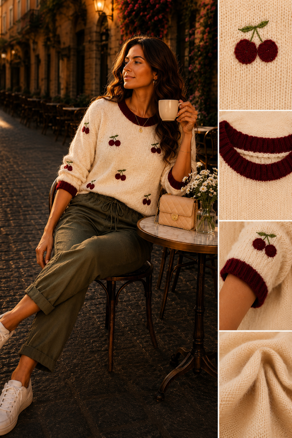 Kirsch-Pullover – Italienische Mode