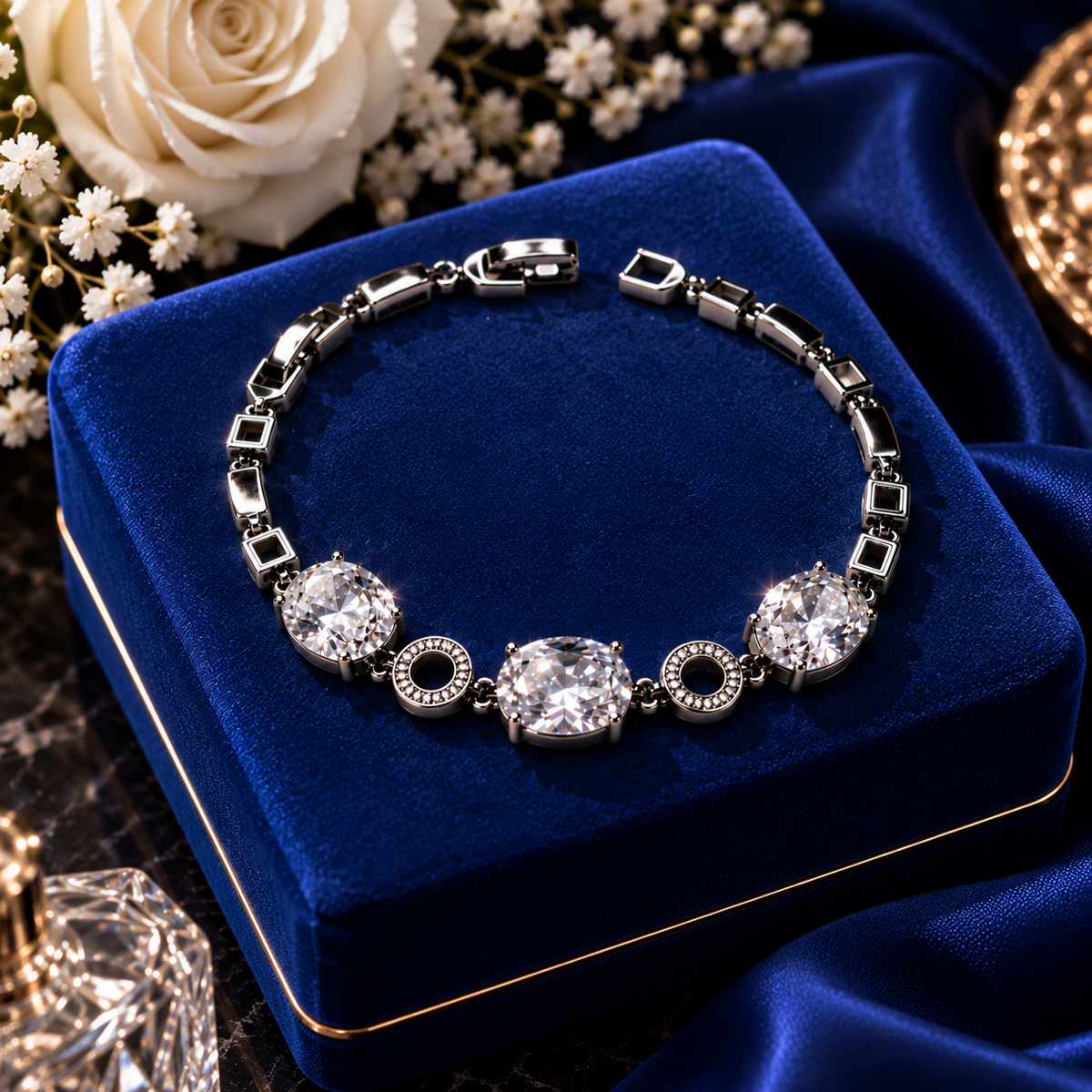 Platin Armband mit ovalen Zirkonia ✨