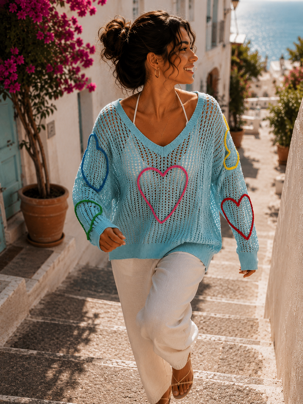 Leichter Feinstrick-Pullover aus Viskose – Kunstvolles Design