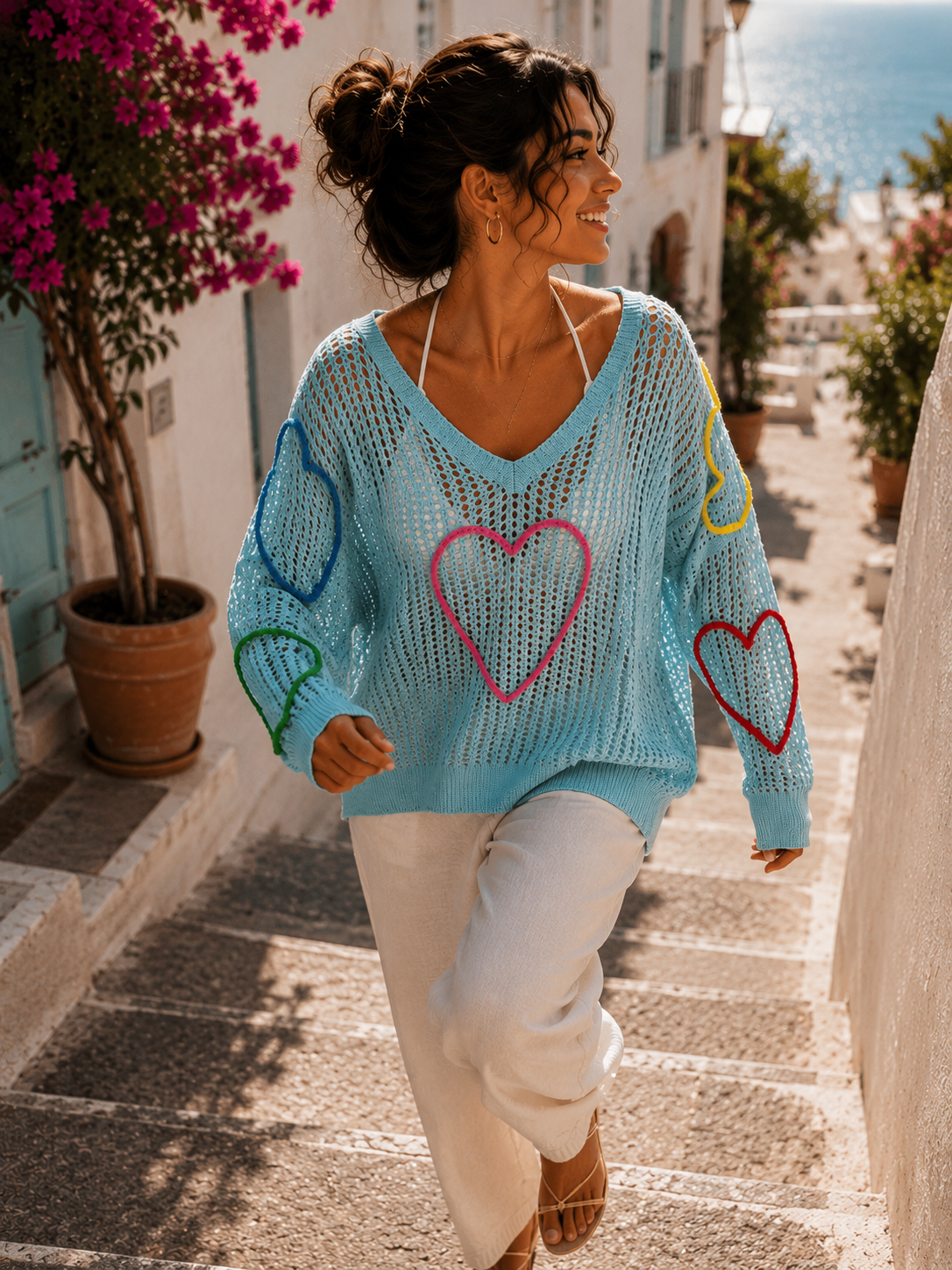Leichter Feinstrick-Pullover aus Viskose – Kunstvolles Design